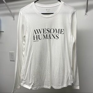 Figs Medium Awesome Humans White Long Sleeve Tee